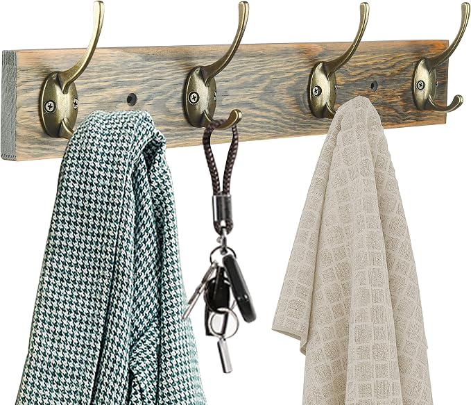 IBosins 32 Pack Antique Brass Double Coat Hooks Wall Mounted - Image 4