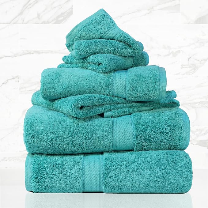 SUPERIOR Egyptian Cotton Ultra Plush & Absorbent, 6 Piece Set, Turquoise | by SUPERIOR