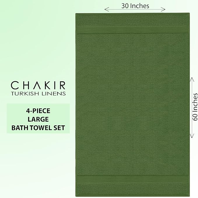 Chakir Turkish Linens 100% Cotton 2-Pack Bath Towels 30x60, Moss | Premium - Image 5