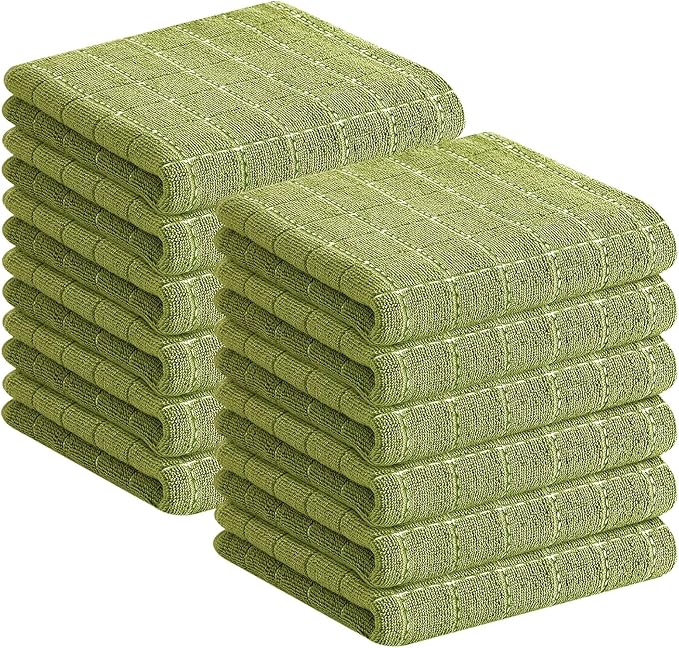 Homaxy 100% Cotton Terry Kitchen Towels, 12 Pack, Olive Green by Homaxy