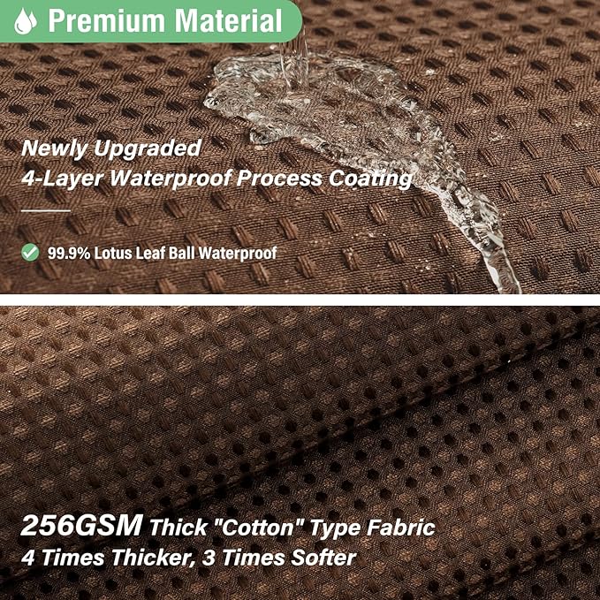 Dynamene Extra Wide Waffle Shower Curtain 256 GSM Fabric 84x72 Brown - Image 5