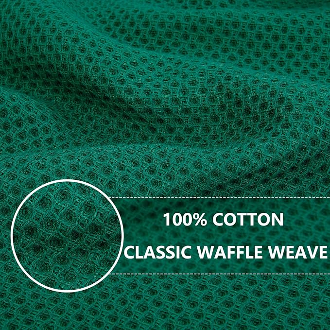 Homaxy 100% Cotton Waffle Weave Kitchen Dish Cloths 6-Pack, Dark Green | 12 x - Image 2