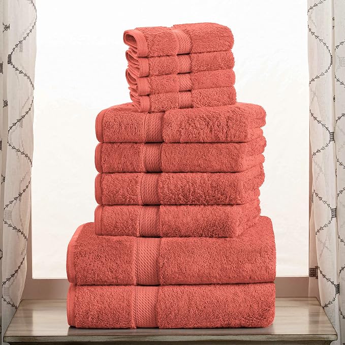 SUPERIOR Egyptian Cotton Ultra Plush & Absorbent, 10 Piece Set, Coral | Quick - Image 2