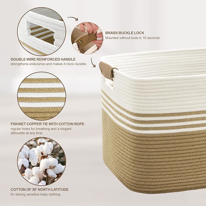 86L Large Woven Laundry Basket Hamper - Image 3
