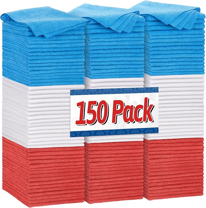 Shop Towels, Microfiber Cleaning Cloth Bulk, Microfiber Towels by FIXSMITH