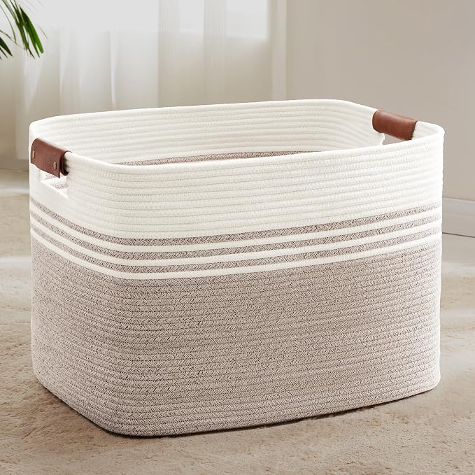 100L Large Woven Laundry Basket Hamper by SunNewt