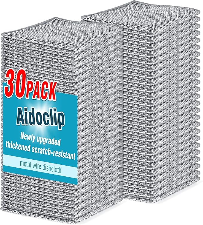 Aidoclip 30PCS Non Scratch Steel Wool Dishcloth Scrubber Pads Kitchen Set - Image 9
