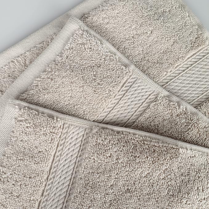 SUPERIOR Egyptian Cotton Pile Heavyweight Bath Sheet, 2 Piece Set, Stone | - Image 6