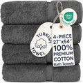 Chakir Turkish Linens 100% Cotton 4-Pack Bath Towels 27x54, Dark Gray | Premium by ChakirTurkishLinens