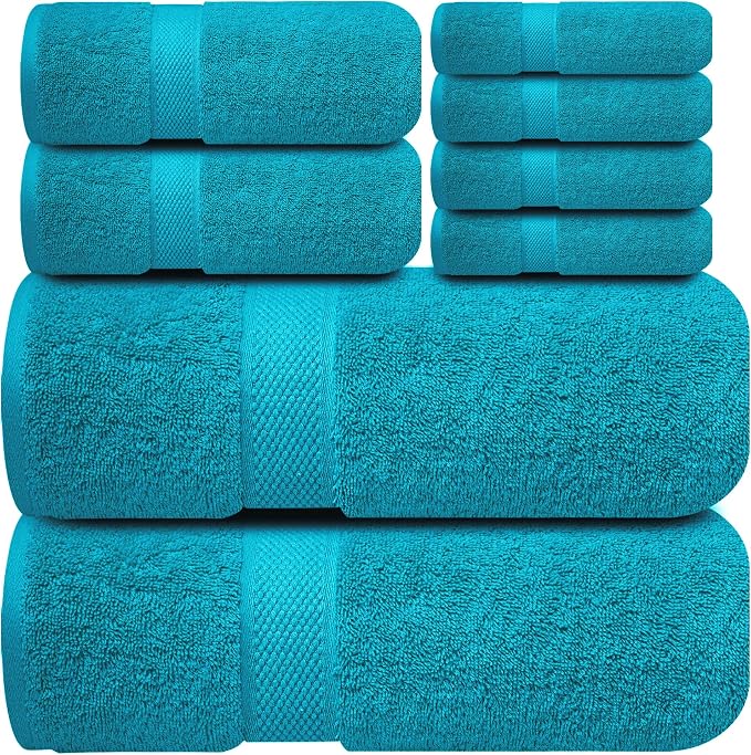 Infinitee Xclusives 100% Cotton Bath Towel Set – 8 Piece Bathroom Towel Set | – by InfiniteeXclusives