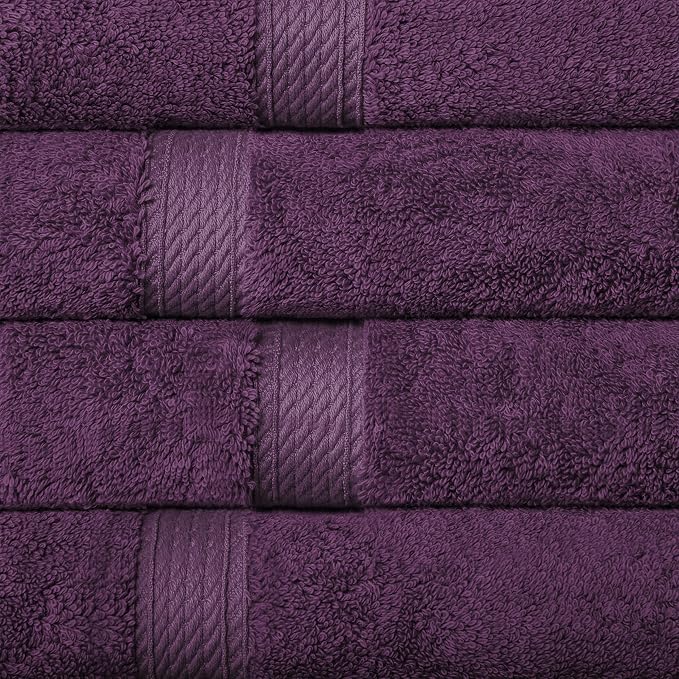 SUPERIOR Egyptian Cotton Ultra Plush & Absorbent, 10 Piece Set, Plum | Quick Dry - Image 8