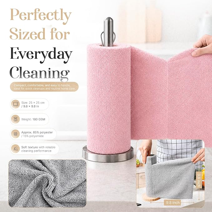 Microfiber Cleaning Cloth Roll 20 Sheets 11" x 10" Tear Away Microfiber Towel - Image 6