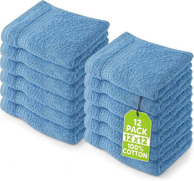 Utopia Towels 12 Pack Premium Wash Cloths, 100% Cotton, Electric Blue | Highly by Unknown