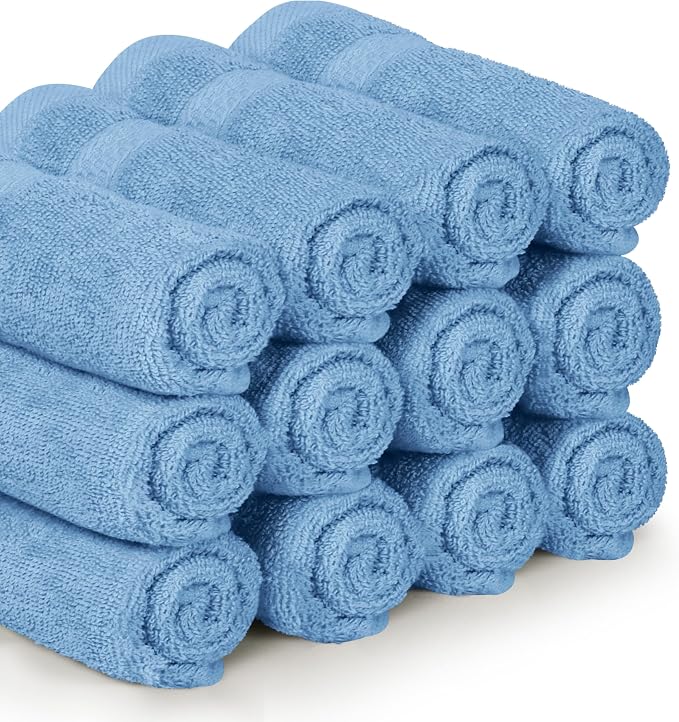 Utopia Towels 12 Pack Premium Wash Cloths, 100% Cotton, Electric Blue | Highly - Image 6