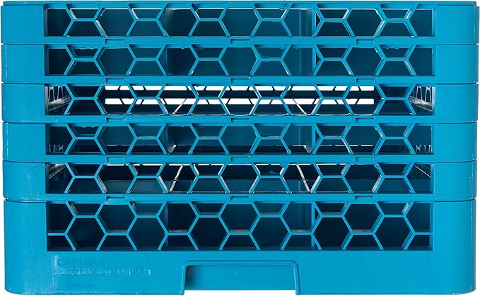 CFS RG9-514 OptiClean 9 Compartment Glass Rack with 5 Extenders, 11.9", Blue, Polypropylene, Blue