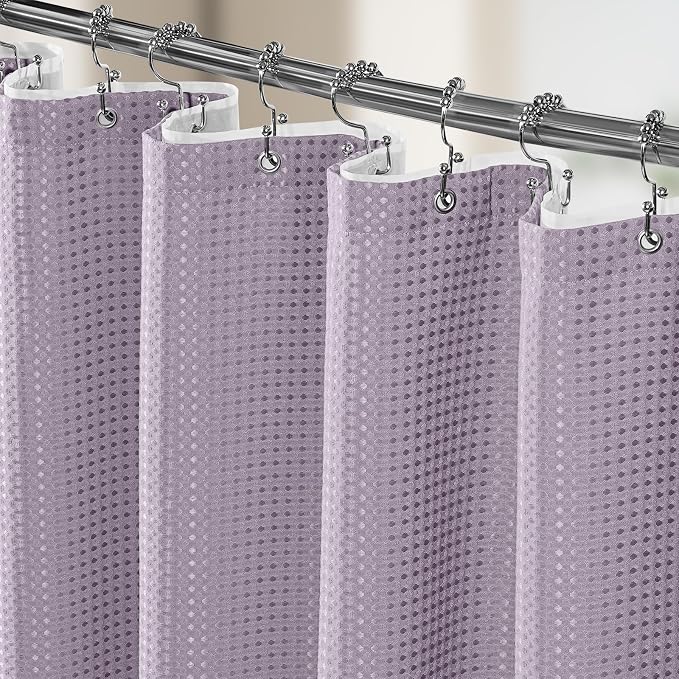 Vipfree 3 in 1 Shower Curtain Set, Waffle Shower Curtain and Liner Set by Vipfree