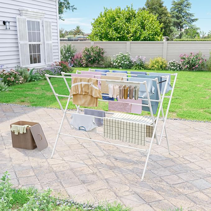 Drying Rack Clothing, 35.43in Long Drying Poles Large Clothes Drying Rack | - Image 6
