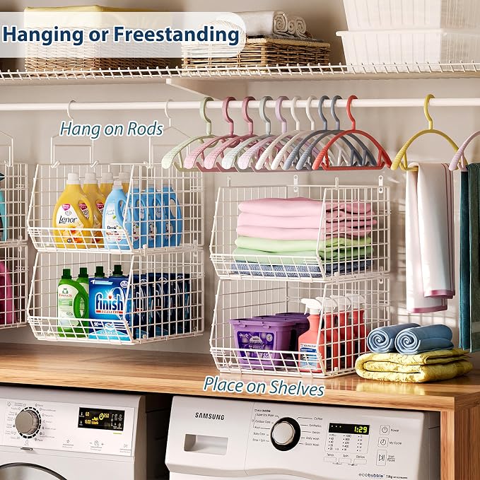 6 Tier Extended Depth Hanging Closet Organizer, Closet Storage Hanging Shelves - Image 2