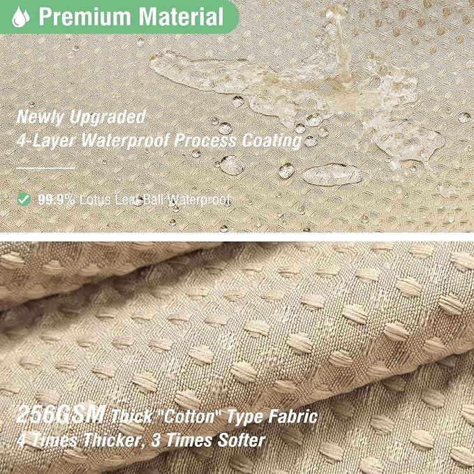 Dynamene Waffle Shower Curtain 256 GSM Heavy Duty Fabric 72x72 Beige/Khaki - Image 3
