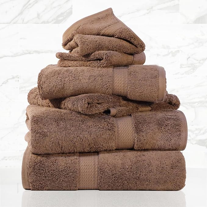 SUPERIOR Egyptian Cotton Ultra Plush & Absorbent, 6 Piece Set, Chocolate | - Image 2
