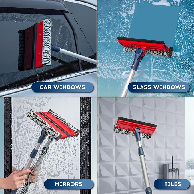 Professional Window Squeegee | 2-in-1 Window Cleaner Sponge and Soft Rubber - Image 6