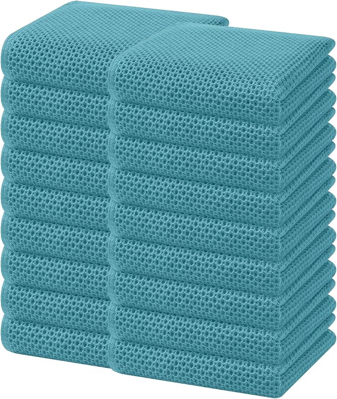 Homaxy 100% Cotton Waffle Weave Kitchen Dish Towels 18-Pack, Lake Blue | 13 x by Homaxy