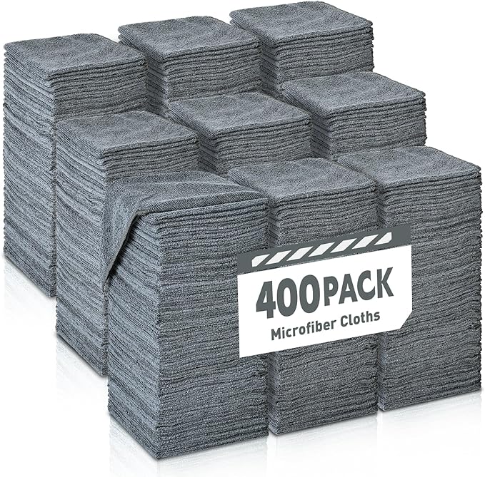 Gray Microfiber Cleaning Cloths Bulk Pack-400 Pack, Microfiber Towels Bulk | by TEAWOO