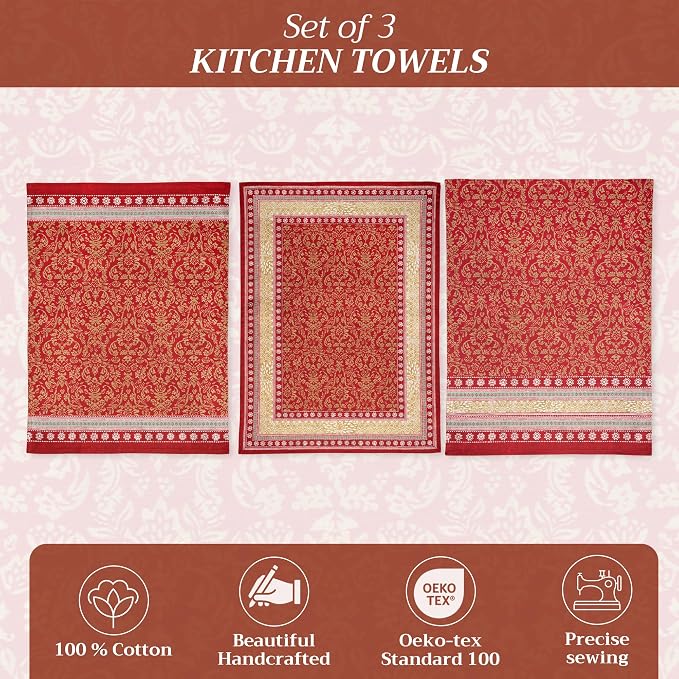Maison d' Hermine Kitchen Towels Set of 3 Reusable 100% Cotton 27.50" x 20" - Image 2