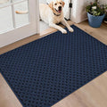 BEQHAUSE Dirt Trapper Door Mat Non-Slip Entryway Rugs Stain Resistant Absorbent Dog Doormats Woven-Look Washable Welcome Floor Doormat for Front Back Door, Muddy Wet Shoes & Paws, 32" x 48", Blue