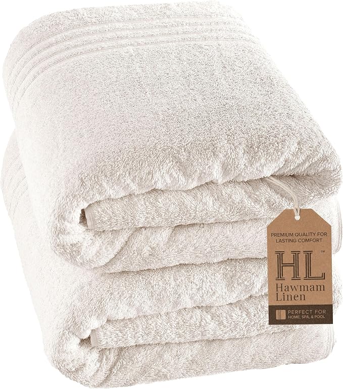 Hawmam Linen Jumbo Large Bath Sheets Towels 2 Pack Soft and Absorbent by HawmamLinen