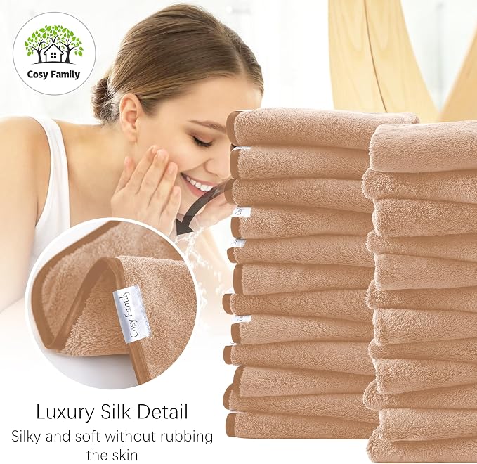 Cosy Family 24 Pack Soft Washcloths Set - Image 3