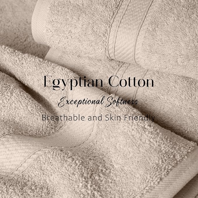 SUPERIOR Egyptian Cotton Ultra Plush & Absorbent, 6 Piece Set, Stone | Quick Dry - Image 5