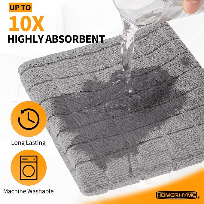 Microfiber Hand Bath Towels, 6 Pack 25''*15'' Grey Bathroom Hand Towels - Image 5