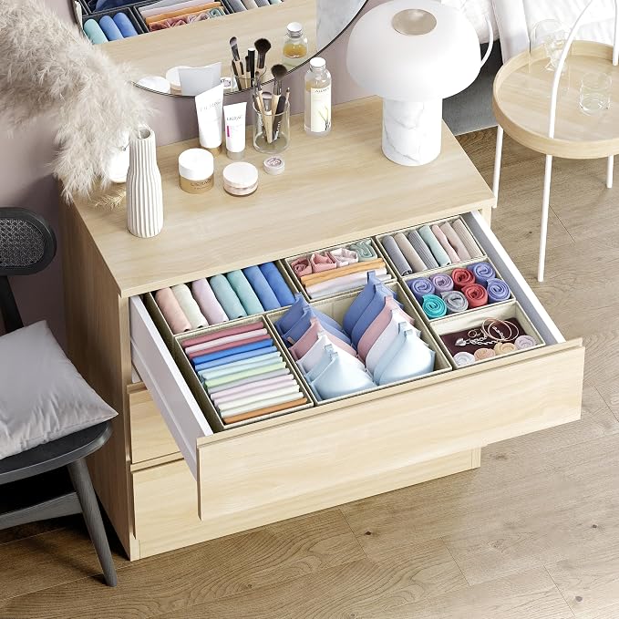 Drawer Organizer Clothes Set of 12 Beige - Image 2