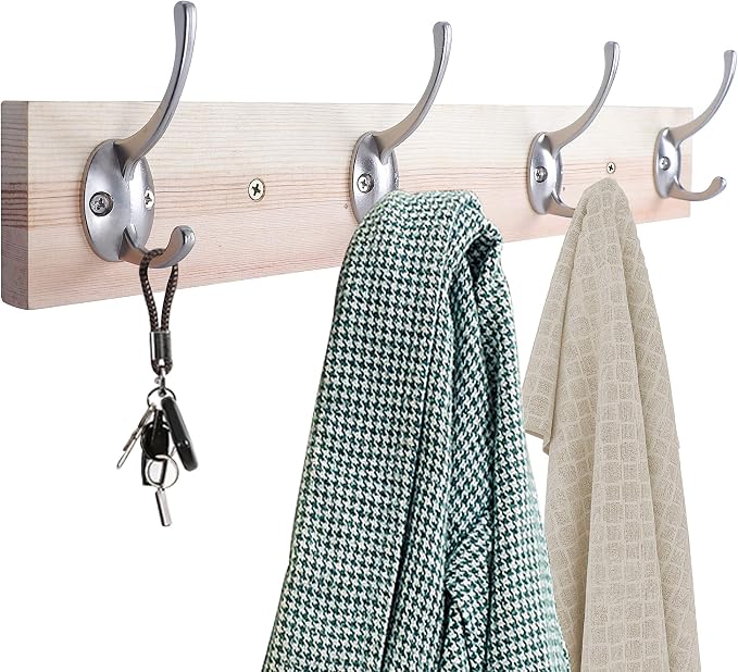 IBosins 12 Pack Silvery Double Coat Hooks Wall Mounted - Image 5