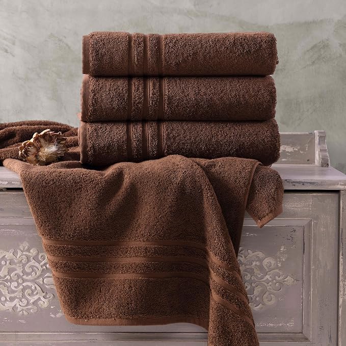 Hawmam Linen Brown Bath Towels 4 Pack Soft and Absorbent - Image 5