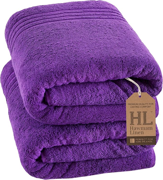 Hawmam Linen Jumbo Large Bath Sheets Towels 2 Pack Soft and Absorbent by HawmamLinen