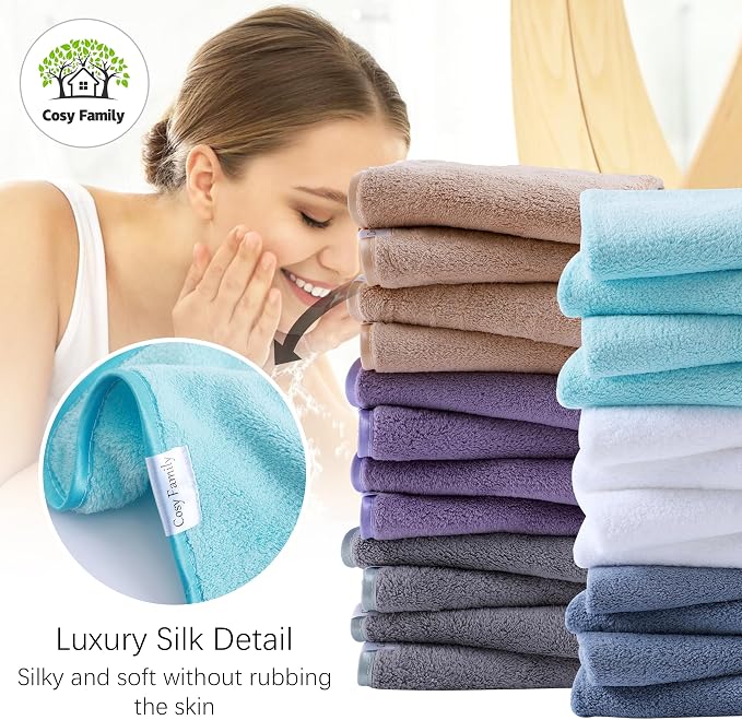 Cosy Family 24 Pack Soft Washcloths Set - Image 3