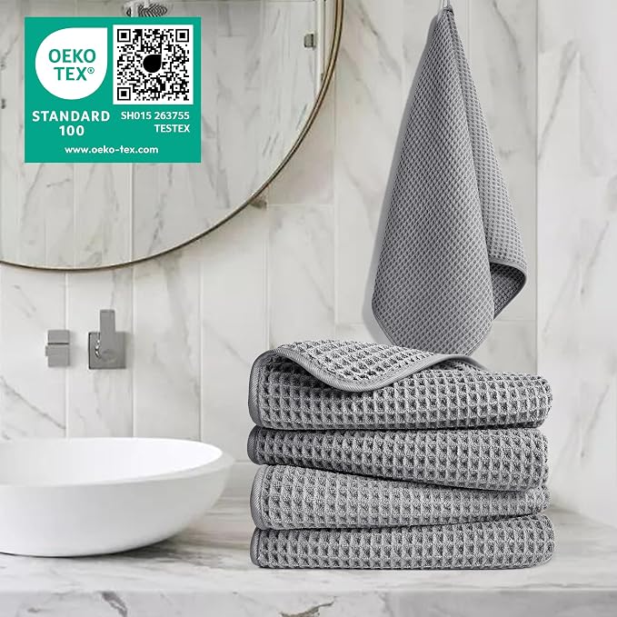 POLYTE 430 GSM Poly Blend Microfiber Quick Dry Waffle Hand Towel, 16x30 in | 4 - Image 2
