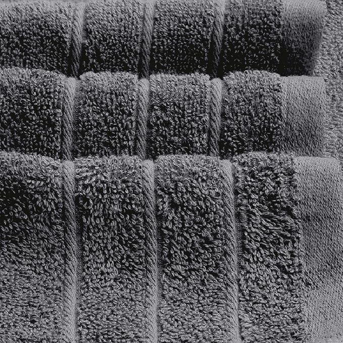 8 Piece Towel Set, 2 XL Bath, 2 Hand, 4 Washcloth, Dark Grey | 100% Cotton - Image 7