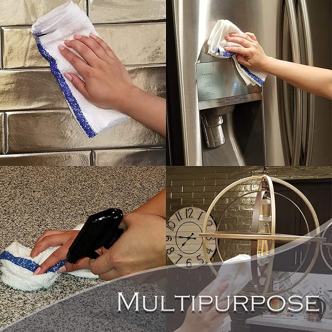 12 PC New Cotton Blend White Restaurant Bar Mops Kitchen Towels - Image 6