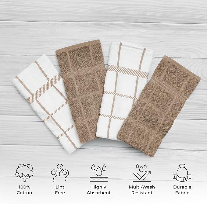 100% Cotton Terry Dish Towels, 4 pack16 x26 Inches, Super Soft and Absorbent - Image 3