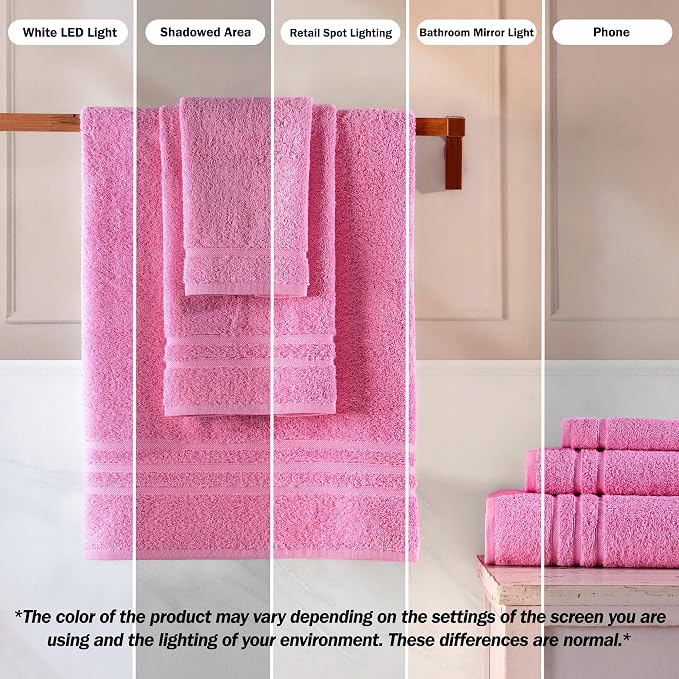 Hawmam Linen Pink Bath Towels 4 Pack Soft and Absorbent - Image 3