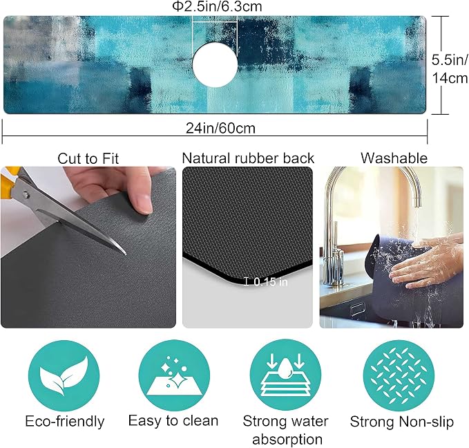 Kitchen Sink Splash Guard Faucet Mat Super Absorbent Fast Drying Mat Sink - Image 5