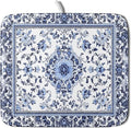 Boho Floral Dish Drying Mat 16x18 Inch Blue Leaves Kitchen Drying Pad by Giwawa