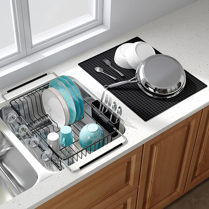 JASIWAY Black Dish Drying Rack in Sink by JASIWAY