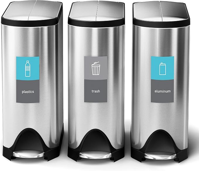 simplehuman 40 Liter / 10.6 Gallon Dual Compartment Butterfly Lid Kitchen - Image 4