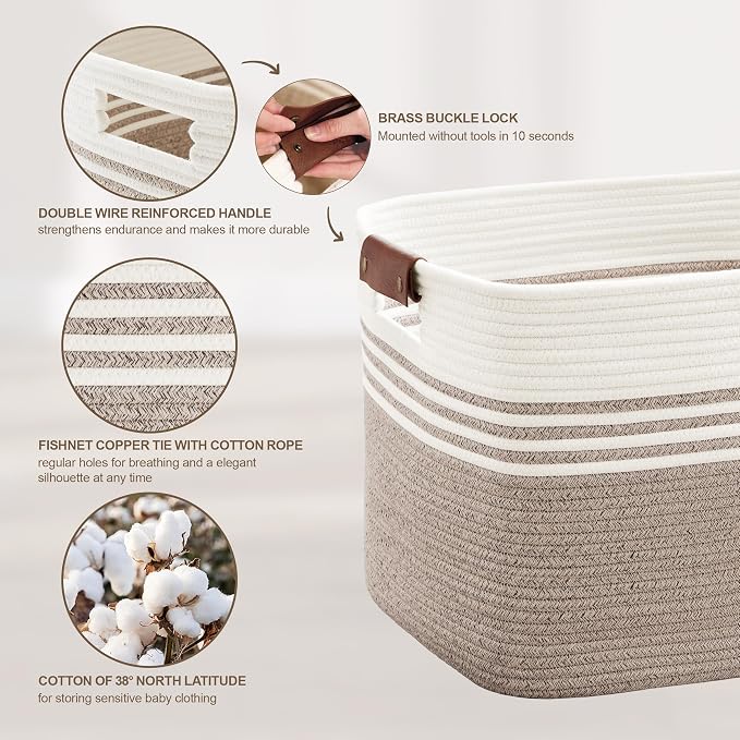 72L Large Woven Laundry Basket Hamper - Image 5