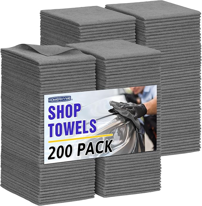 Microfiber Cleaning Cloth, 200 Pack Grey Cleaning Rags Microfiber Towel Bulk by HOMERHYME