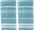 SKL Home Seabrook Stripe Hand Towel Set-2pc, Premium 100% Cotton, Teal | 550 by SKLHomebySaturdayKnightLtd